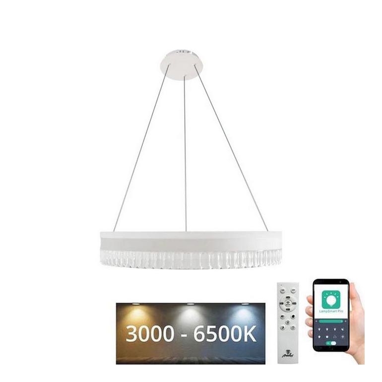 LED Ljusreglerad kristall ljuskrona på snöre LED/80W/230V 3000-6500K vit + fjärrkontroll