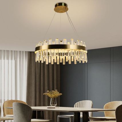 LED Ljusreglerad kristall ljuskrona på snöre LED/80W/230V 3000-6500K + fjärrkontroll