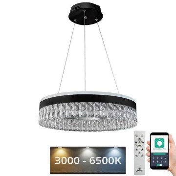 LED Ljusreglerad kristall ljuskrona på snöre LED/90W/230V 3000-6500K svart + fjärrkontroll