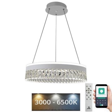 LED Ljusreglerad kristall ljuskrona på snöre LED/90W/230V 3000-6500K vit + fjärrkontroll