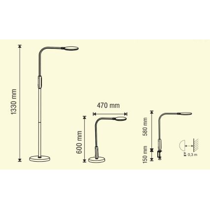 LED Dimbar touch-lampa 03.01.2001 LED/12W/230V svart CRI 90 + fjärrkontroll