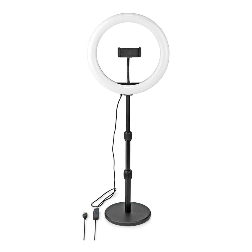 LED Ljusreglerad lampa med en stand and holder för vlogging LED/6W/USB 2700-6700K