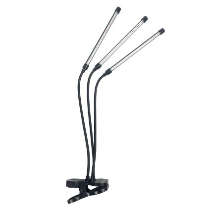 LED Ljusreglerad flexibel bordslampa med klämma för att odla växter VITARO 3xLED/10W/230V svart