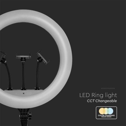 LED Ljusreglerad lampa med stativ och hållare för vloggning LED/55W/230V CRI 90 + fjärrkontroll