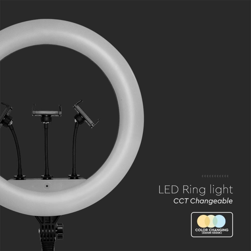 LED Ljusreglerad lampa med stativ och hållare för vloggning LED/55W/230V CRI 90 + fjärrkontroll