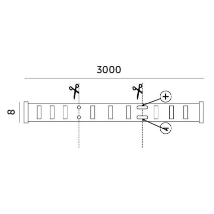 LED ljusreglerad list LED/25W/230V 3m 3000K