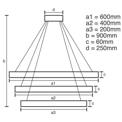 LED ljusreglerad ljuskrona på snöre LED/165W/230V 3000-6500K + fjärrkontroll