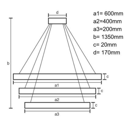 LED ljusreglerad ljuskrona på snöre LED/90W/230V 3000-6500K + fjärrkontroll