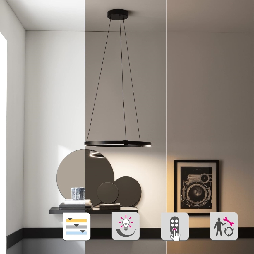 LED ljusreglerad ljuskrona på textilsladd CASSINI LED/33W/230V 2700-6500K + fjärrkontroll