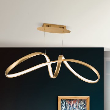 LED ljusreglerad ljuskrona på textilsladd CIRCUS LED/36W/230V guld