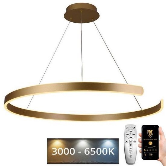 LED ljusreglerad ljuskrona på textilsladd LED/100W/230V 3000-6500K diameter 80 cm + fjärrkontroll
