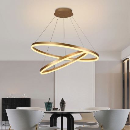 LED ljusreglerad ljuskrona på textilsladd LED/100W/230V 3000-6500K diameter 80 cm + fjärrkontroll