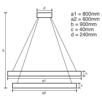 LED ljusreglerad ljuskrona på textilsladd LED/100W/230V 3000-6500K diameter 80 cm + fjärrkontroll