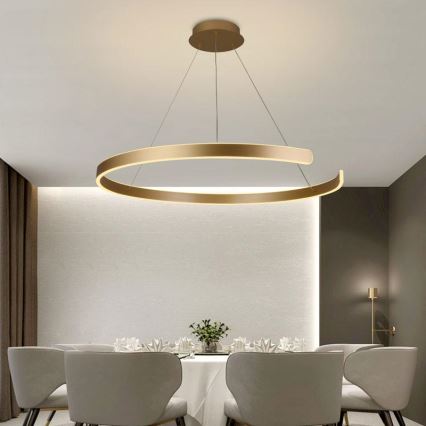 LED ljusreglerad ljuskrona på textilsladd LED/100W/230V 3000-6500K diameter 80 cm + fjärrkontroll