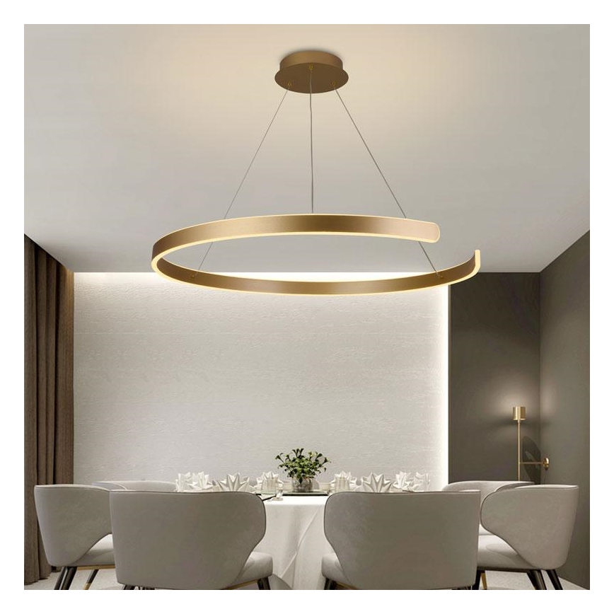 LED ljusreglerad ljuskrona på textilsladd LED/100W/230V 3000-6500K diameter 80 cm + fjärrkontroll