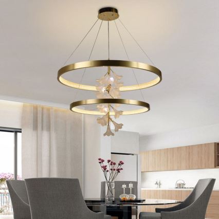 LED ljusreglerad ljuskrona på textilsladd LED/100W/230V 3000-6500K + fjärrkontroll