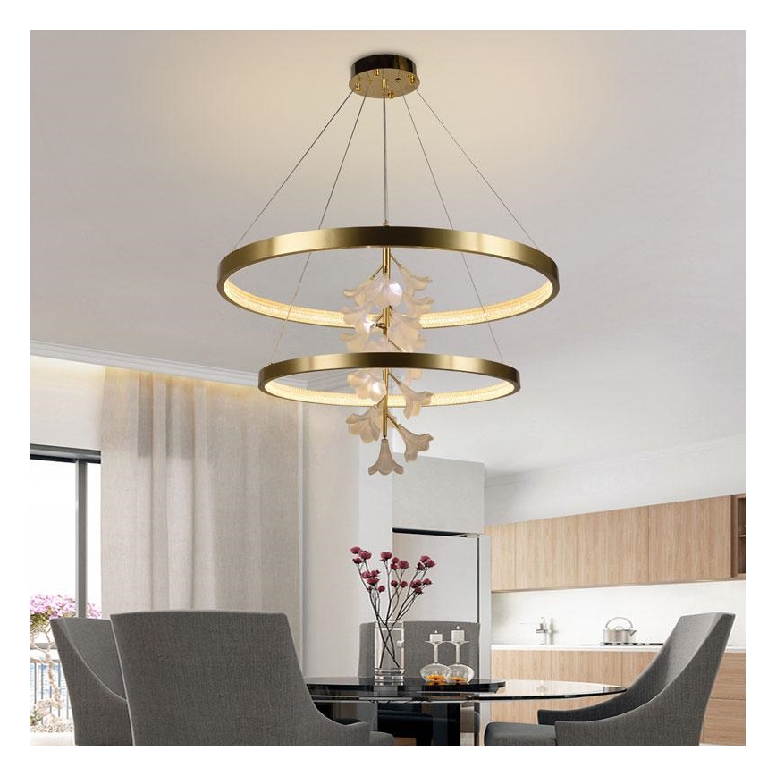 LED ljusreglerad ljuskrona på textilsladd LED/100W/230V 3000-6500K + fjärrkontroll