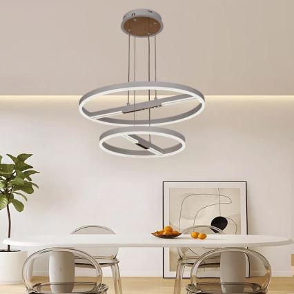 LED ljusreglerad ljuskrona på textilsladd LED/100W/230V 3000-6500K + fjärrkontroll