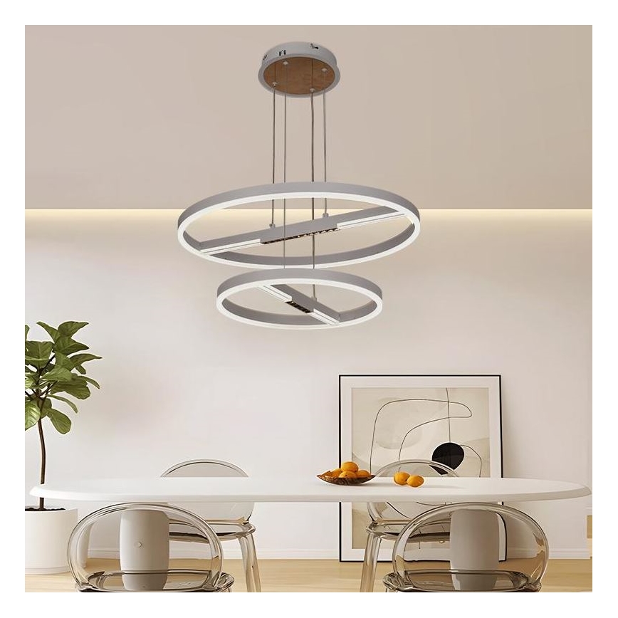 LED ljusreglerad ljuskrona på textilsladd LED/100W/230V 3000-6500K diameter 60 cm + fjärrkontroll
