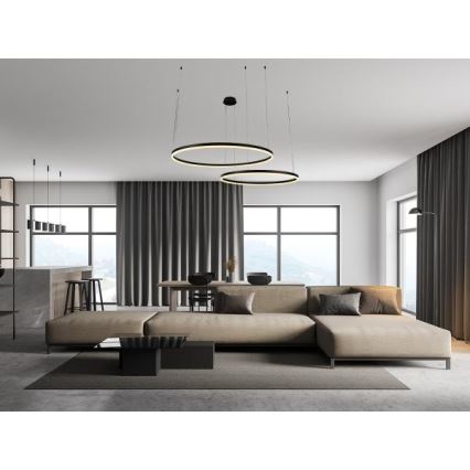 LED ljusreglerad ljuskrona på textilsladd LED/100W/230V 3000-6500K + fjärrkontroll