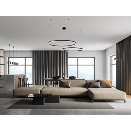 LED ljusreglerad ljuskrona på textilsladd LED/100W/230V 3000-6500K + fjärrkontroll