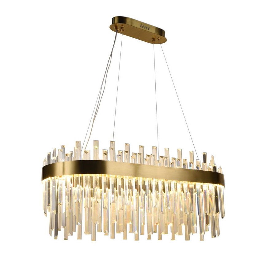 LED Ljusreglerad kristall ljuskrona på snöre LED/100W/230V 3000-6500K guld + fjärrkontroll