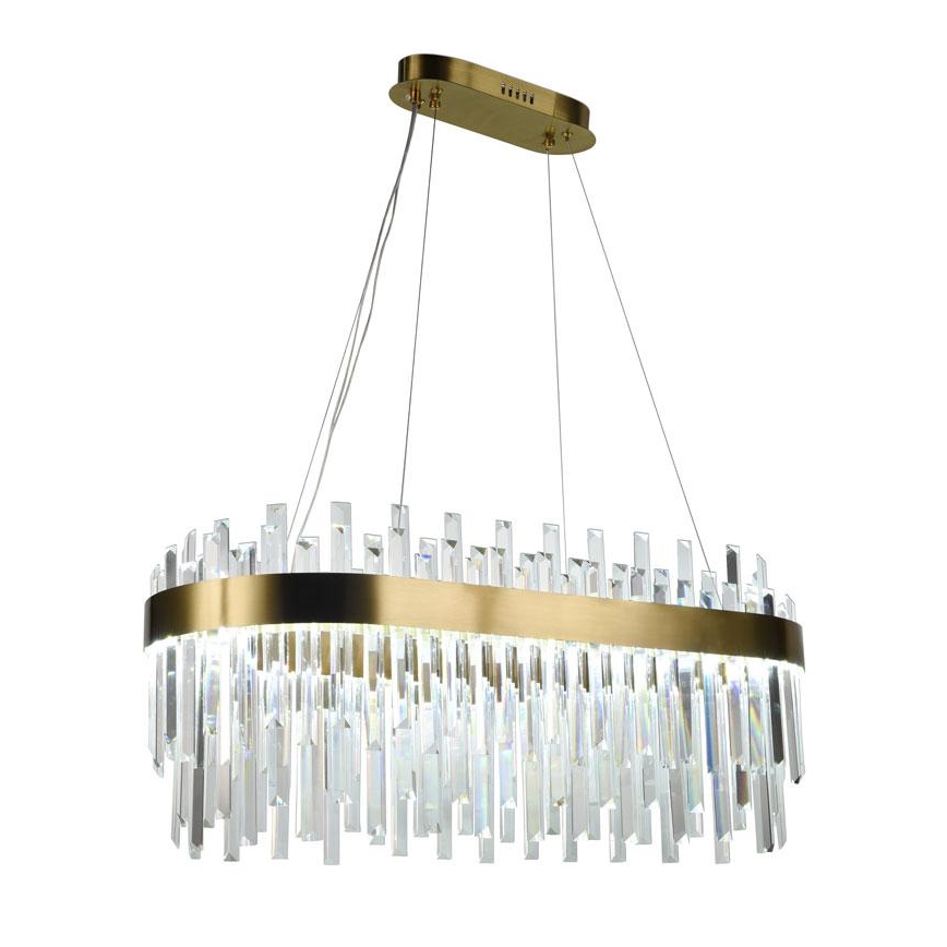 LED Ljusreglerad kristall ljuskrona på snöre LED/100W/230V 3000-6500K guld + fjärrkontroll