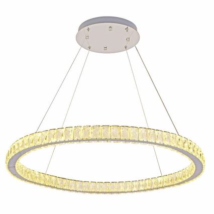 LED Ljusreglerad kristall ljuskrona på snöre LED/100W/230V 3000-6500K silver + fjärrkontroll