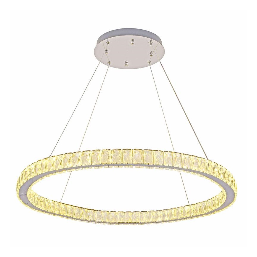 LED Ljusreglerad kristall ljuskrona på snöre LED/100W/230V 3000-6500K silver + fjärrkontroll