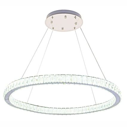 LED Ljusreglerad kristall ljuskrona på snöre LED/100W/230V 3000-6500K silver + fjärrkontroll