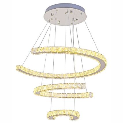 LED Ljusreglerad kristall ljuskrona på snöre LED/100W/230V 3000-6500K silver + fjärrkontroll