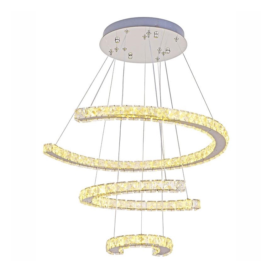 LED Ljusreglerad kristall ljuskrona på snöre LED/100W/230V 3000-6500K silver + fjärrkontroll