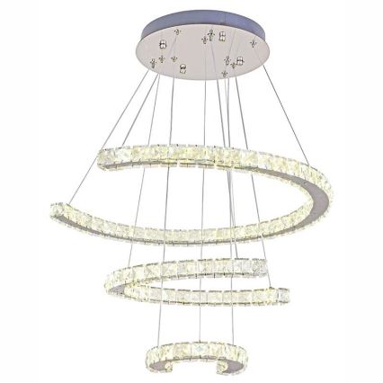 LED Ljusreglerad kristall ljuskrona på snöre LED/100W/230V 3000-6500K silver + fjärrkontroll