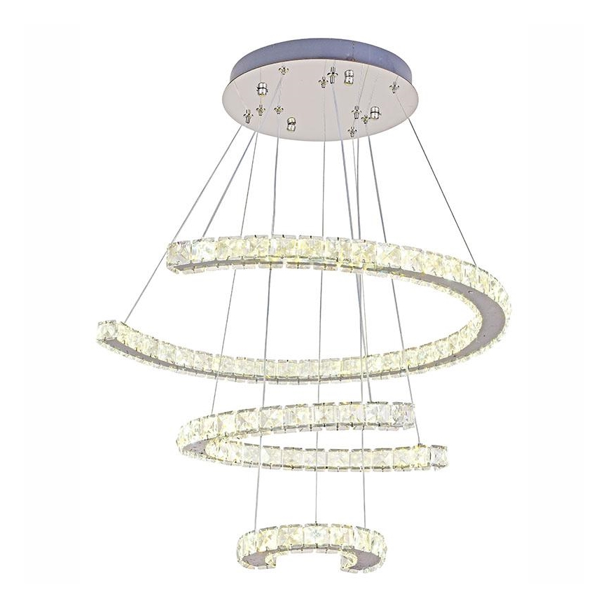 LED Ljusreglerad kristall ljuskrona på snöre LED/100W/230V 3000-6500K silver + fjärrkontroll