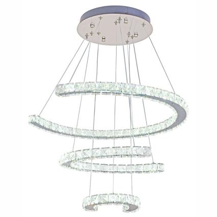 LED Ljusreglerad kristall ljuskrona på snöre LED/100W/230V 3000-6500K silver + fjärrkontroll