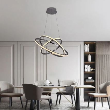 LED ljusreglerad ljuskrona på textilsladd LED/105W/230V 3000-6500K + fjärrkontroll