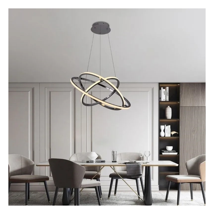 LED ljusreglerad ljuskrona på textilsladd LED/105W/230V 3000-6500K + fjärrkontroll