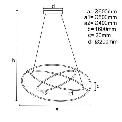 LED ljusreglerad ljuskrona på textilsladd LED/105W/230V 3000-6500K + fjärrkontroll