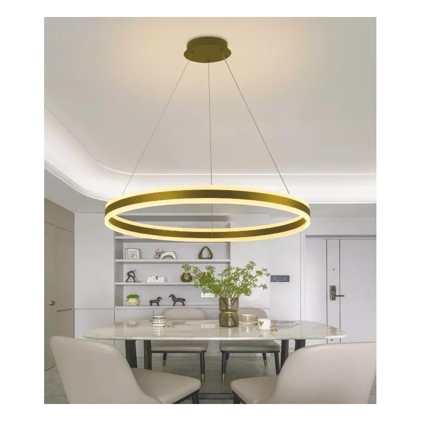 LED ljusreglerad ljuskrona på textilsladd LED/110W/230V 3000-6500K diameter 80 cm + fjärrkontroll