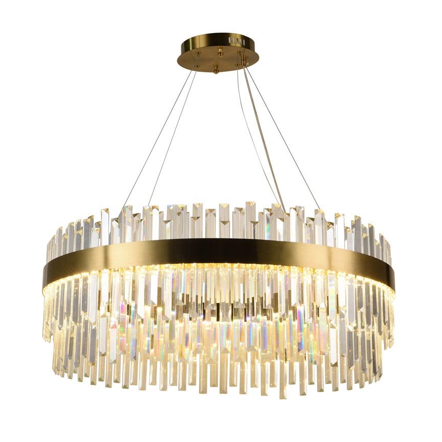 LED Ljusreglerad kristall ljuskrona på snöre LED/110W/230V 3000-6500K guld + fjärrkontroll