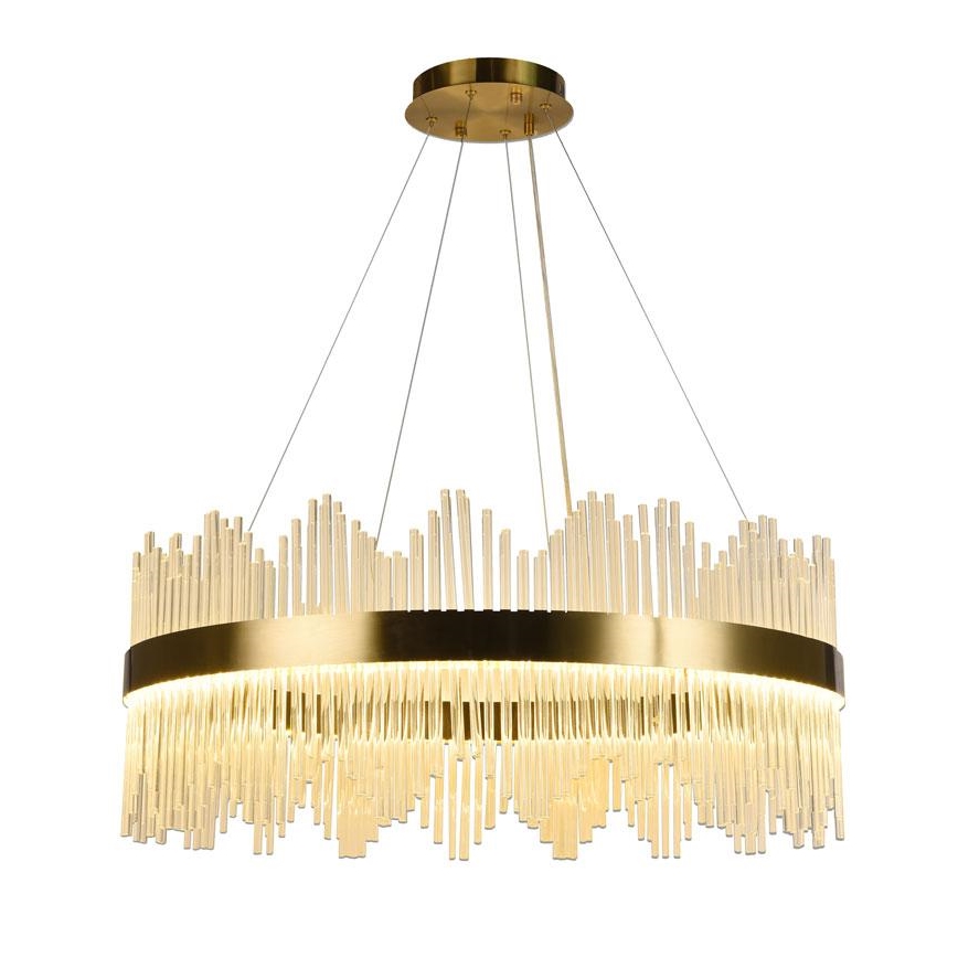 LED Ljusreglerad kristall ljuskrona på snöre LED/110W/230V 3000-6500K guld + fjärrkontroll