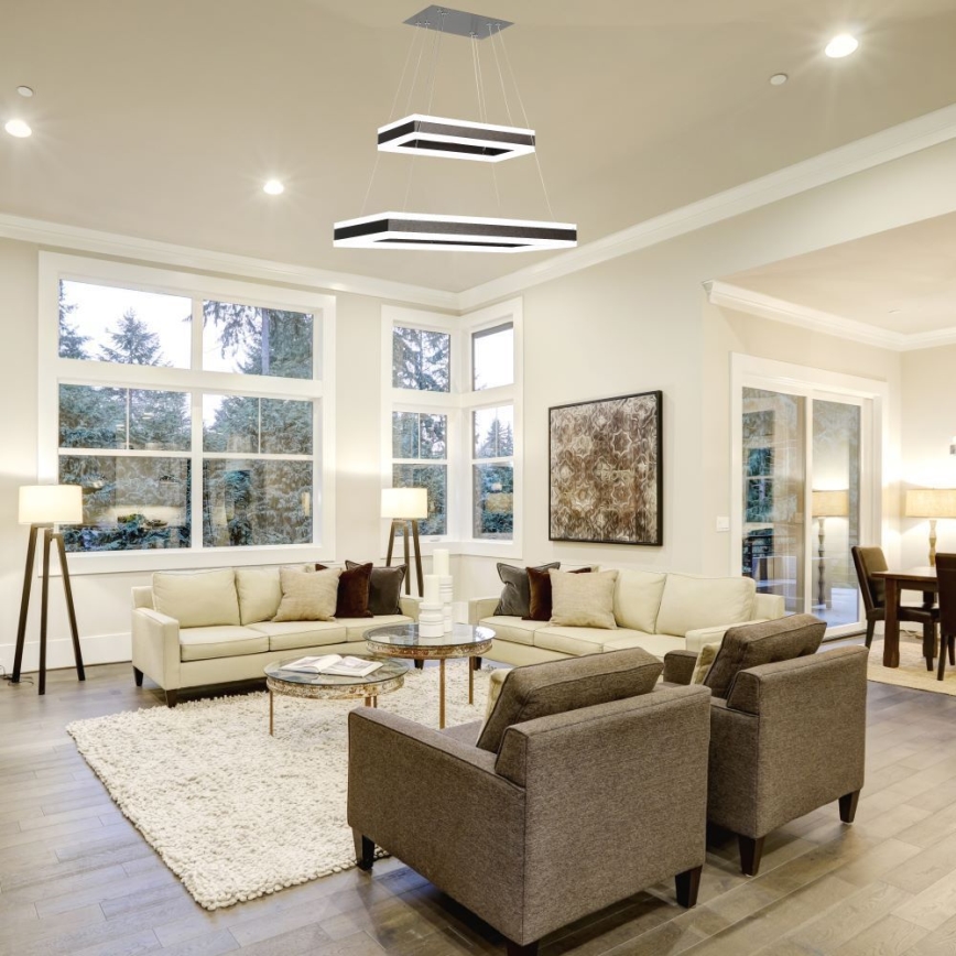 LED ljusreglerad ljuskrona på textilsladd LED/113W/230V 3000K brun