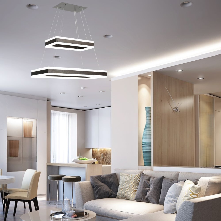 LED ljusreglerad ljuskrona på textilsladd LED/113W/230V 3000K brun
