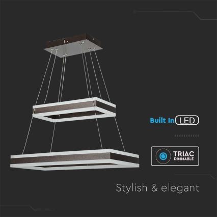LED ljusreglerad ljuskrona på textilsladd LED/113W/230V 3000K brun