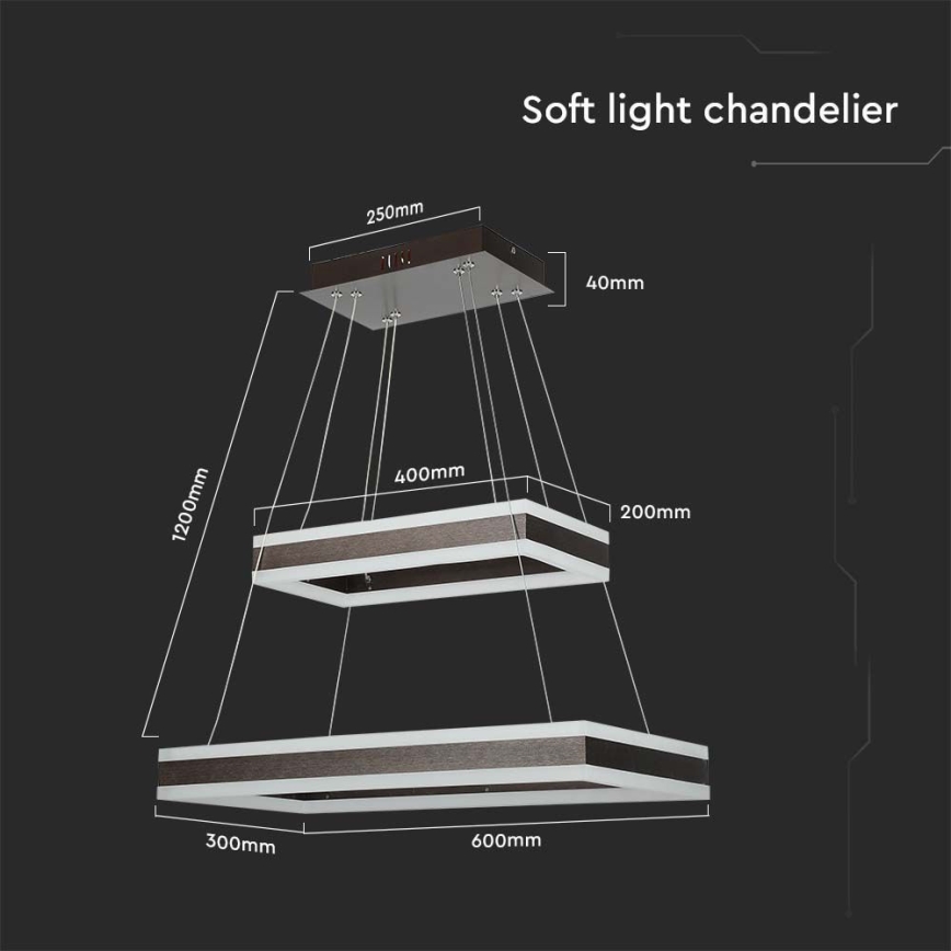 LED ljusreglerad ljuskrona på textilsladd LED/113W/230V 3000K brun