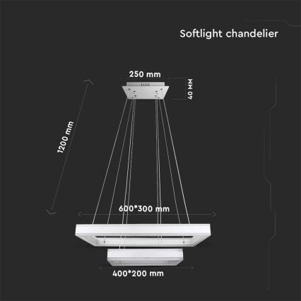 LED ljusreglerad ljuskrona på textilsladd LED/113W/230V 3000K vit