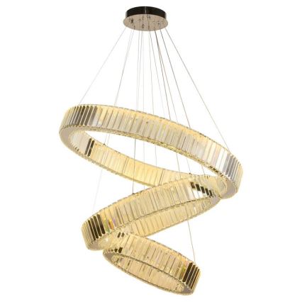 LED Dimbar kristallkronkrona på snöre LED/115W/230V 3000-6500K skinande krom + fjärrkontroll