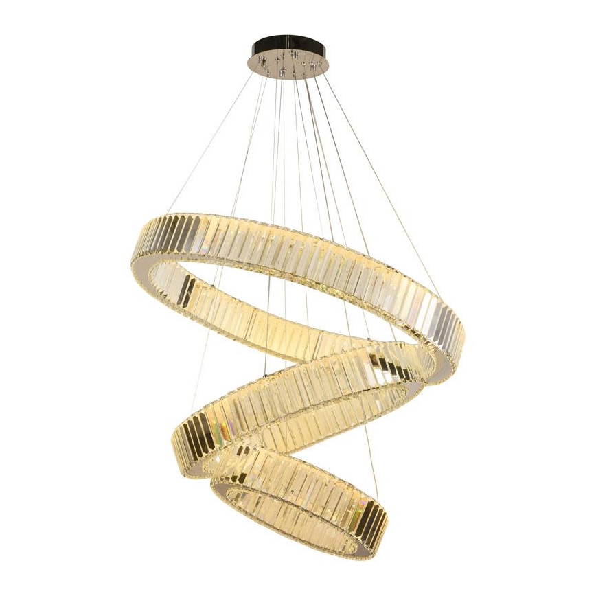 LED Dimbar kristallkronkrona på snöre LED/115W/230V 3000-6500K skinande krom + fjärrkontroll