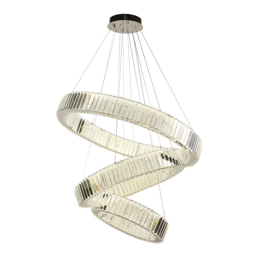 LED Dimbar kristallkronkrona på snöre LED/115W/230V 3000-6500K skinande krom + fjärrkontroll