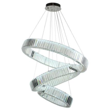 LED Dimbar kristallkronkrona på snöre LED/115W/230V 3000-6500K skinande krom + fjärrkontroll